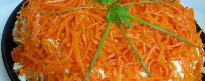 Рецепт салата с копченой курицей и корейской морковью