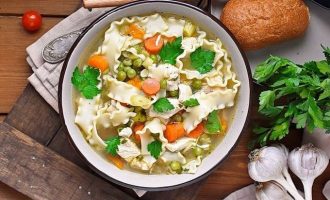 Суп из индейки с зеленым горошком